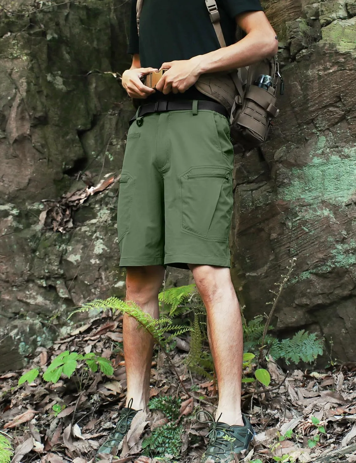 Mens Cargo Hiking Shorts Water Resistant Quick Dry Lightweight Breathable Tactical Shorts with Nylon Belt