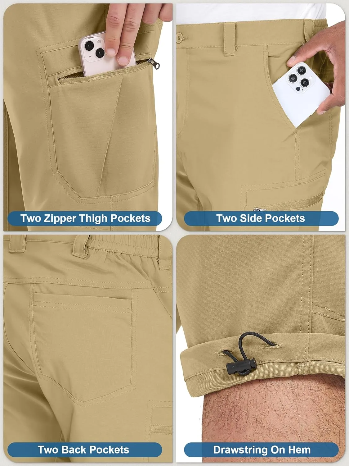 Mens Cargo Shorts Hiking Stretch Quick Dry Capri Golf Tactical Long Shorts for Men