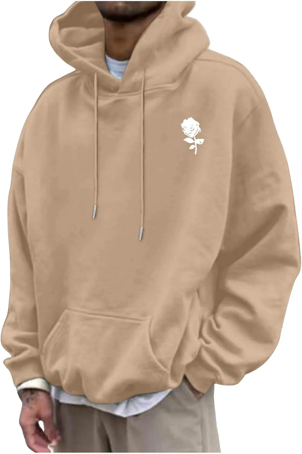 Men's Fashion Loose Sweatshirt Graphic Hoodies for Men Pullover Sweatshirt 2024 Long Sleeve Drawstring Casual Hooded