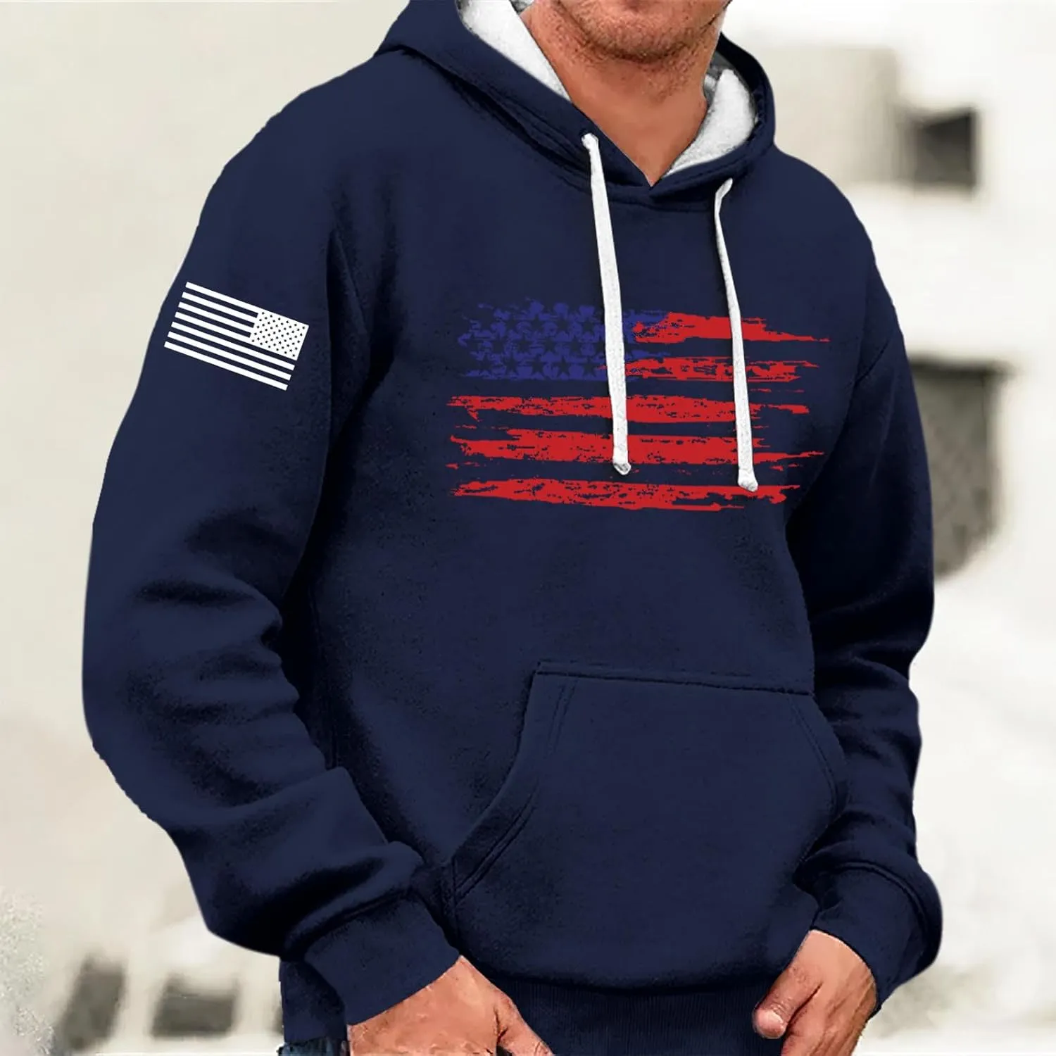 Mens Hoodies Sweatshirt For Fashion Padded Pockets Long Sleeve Graphic Casual Prints Drawstring Hoodies