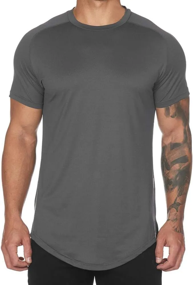 Mens Lightweight Mesh Quick-Dry Workout Short Sleeve T-Shirts Established Casual Tee