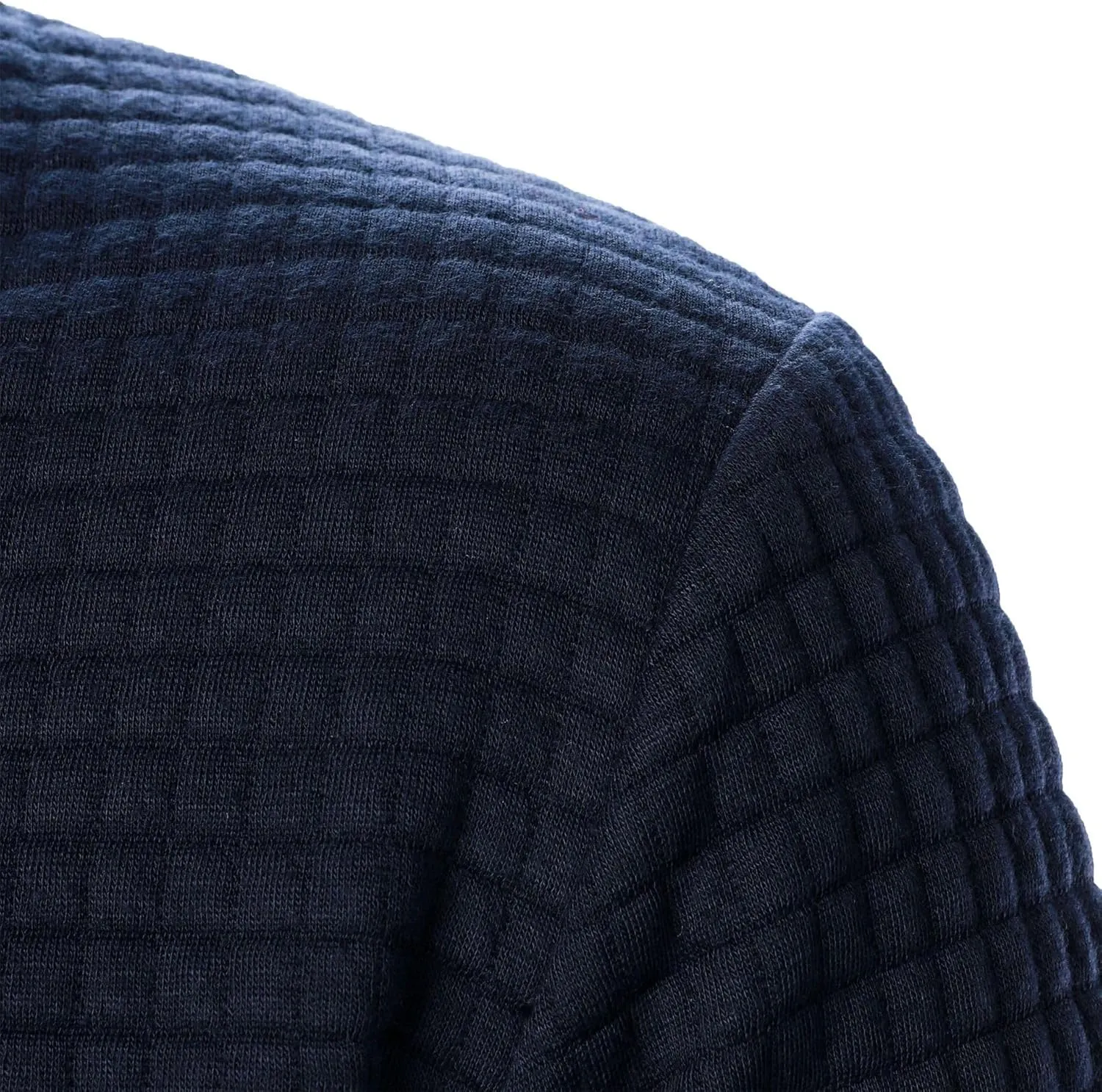 Men's Lightweight Varsity Jacket Full Zip Plaid Jacquard Jacket Stand Collar Waffle Coat Fashion Coat with Pockets