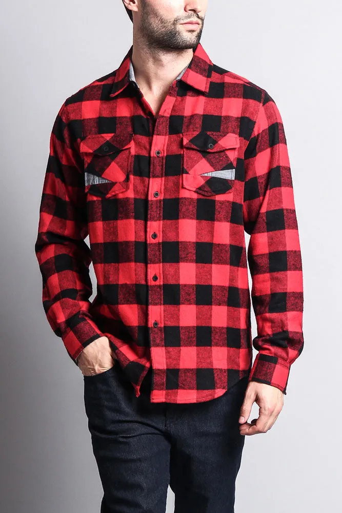 Men's Long Sleeve Woven Flannel Shirt