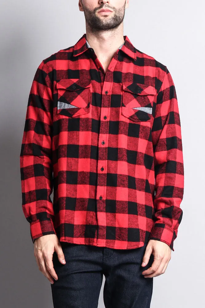 Men's Long Sleeve Woven Flannel Shirt