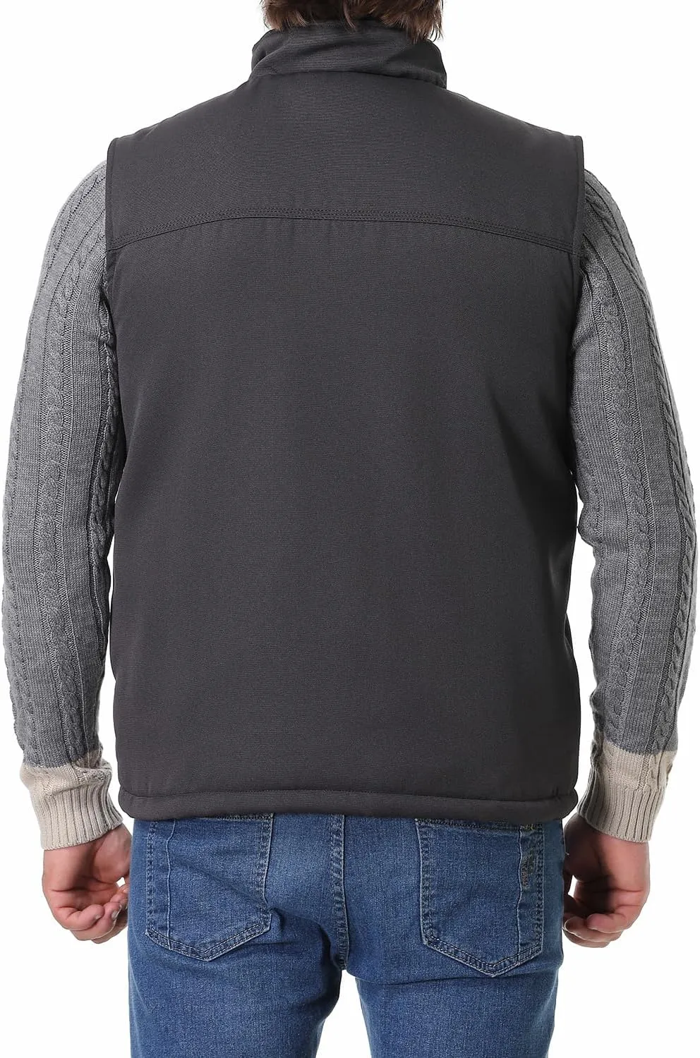 Men's Loose Fit Workwear Vest Fleece-Lined Durability Waterproof Mock-Neck Vest