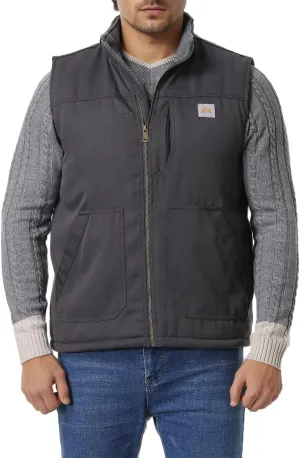 Men's Loose Fit Workwear Vest Fleece-Lined Durability Waterproof Mock-Neck Vest