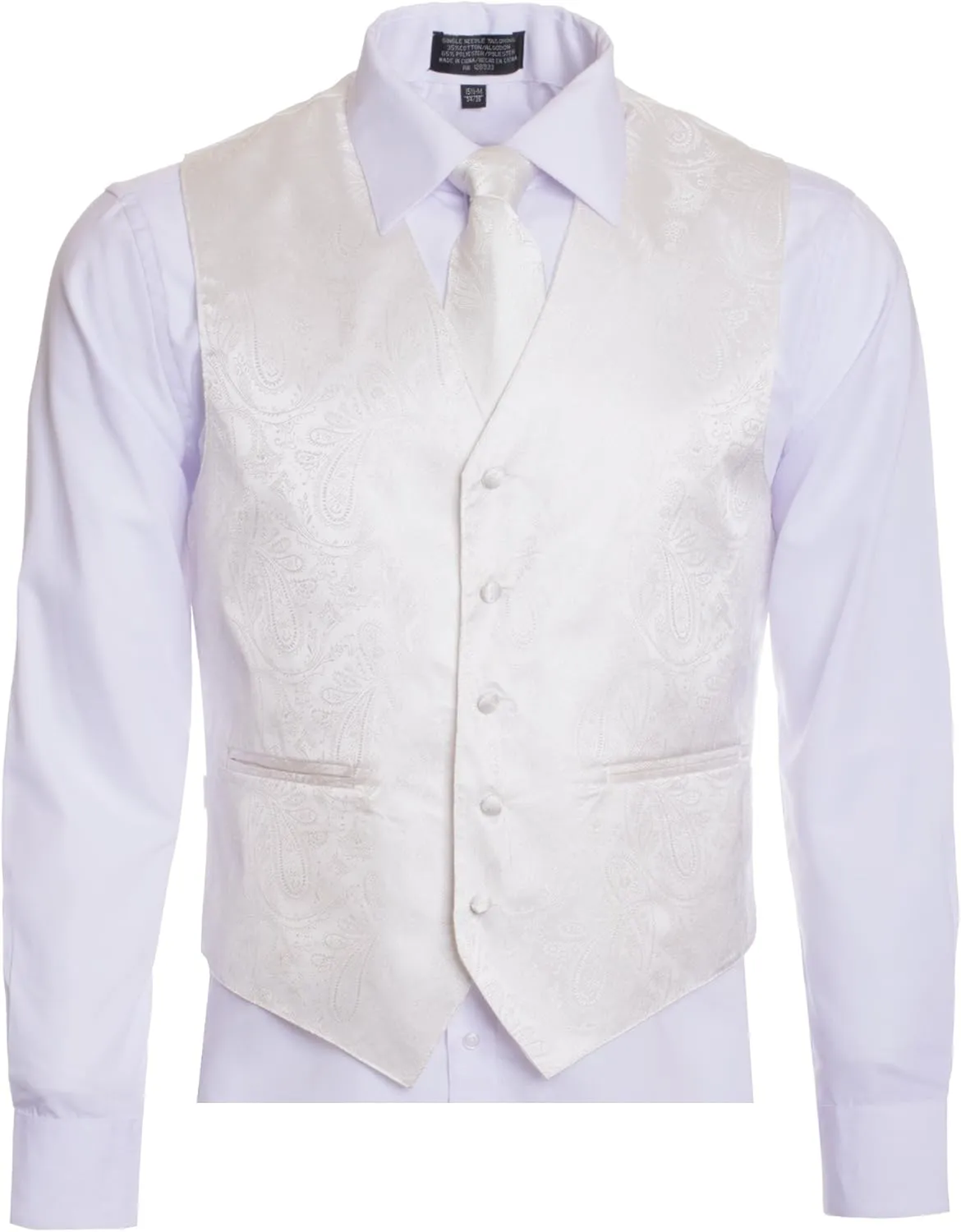 Men's Premium Paisley Vest Neck Tie Pocket Square Set Paisley Vest for Suits and Tuxedos-Many Colors