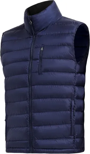 Men's Puffer Vest Lightweight Packable Down Vest Water-Resistant Warm Outdoor Down Puffer Vest for Men Winter