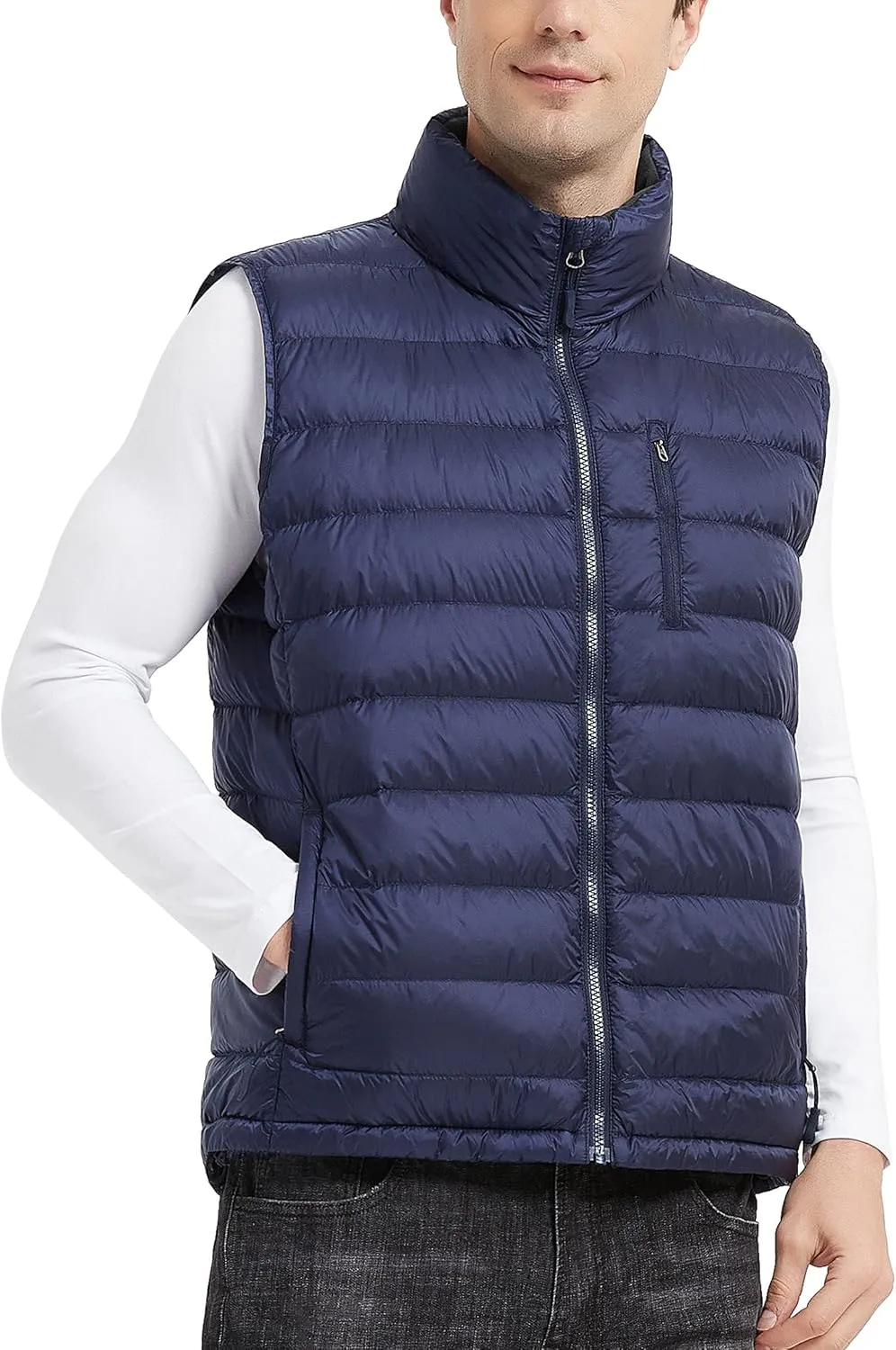 Men's Puffer Vest Lightweight Packable Down Vest Water-Resistant Warm Outdoor Down Puffer Vest for Men Winter