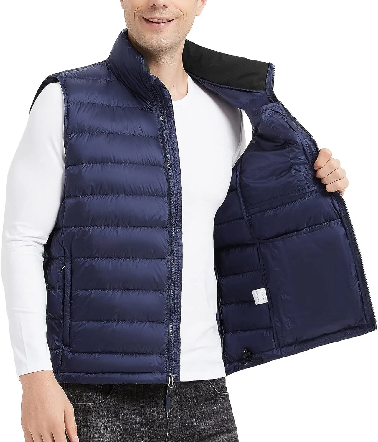 Men's Puffer Vest Lightweight Packable Down Vest Water-Resistant Warm Outdoor Down Puffer Vest for Men Winter