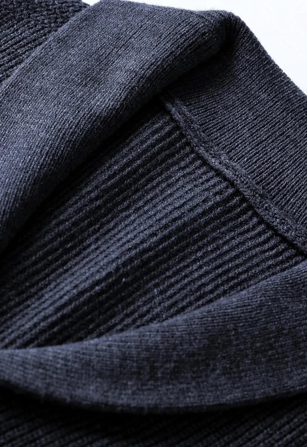 Men's Shawl Collar Cardigan Sweater Button Slim fit Wired Knitted Merino Wool Sweater