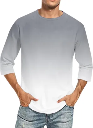 Men's Shirts Baseball 3/4 Sleeve Shirt Casual Three Quarter Sleeve T Shirts Comfortable Crewneck Palm Tree Basic Tee