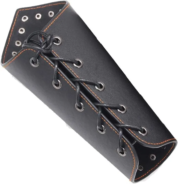 Men's Side laces up Knight Viking Pirate Armor Long Waistcoats Vests Long Bracer Costume Set
