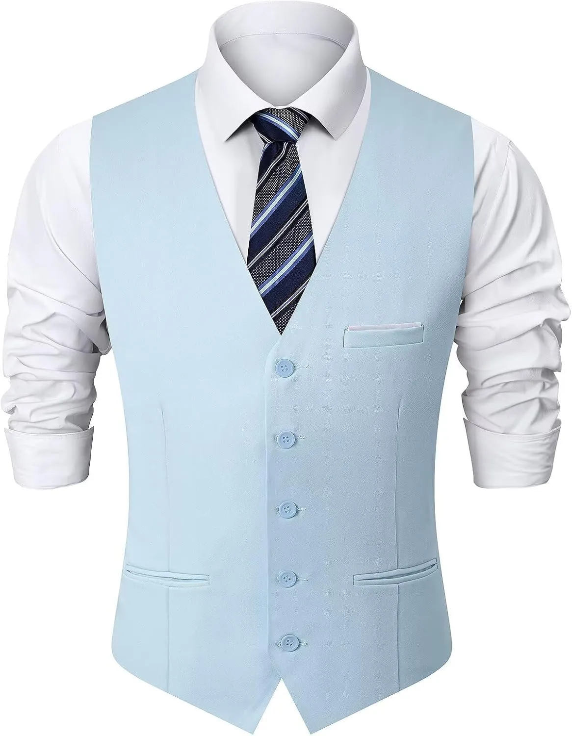 Mens Suit Vest, Business Formal Dress Vest for Men Solid Slim Fit Waistcoat, S-3XL