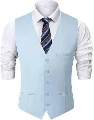 Mens Suit Vest, Business Formal Dress Vest for Men Solid Slim Fit Waistcoat, S-3XL