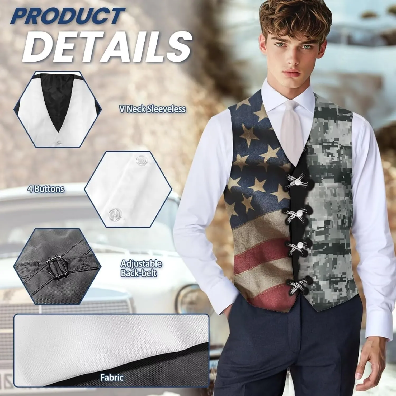 Men's Suit Vests Casual Formal Dress Vest Business Slim Fit Waistcoat Vest for Suits Tuxedo with Back Strap S-4XL