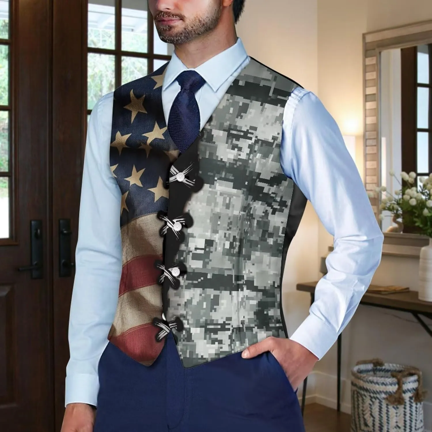 Men's Suit Vests Casual Formal Dress Vest Business Slim Fit Waistcoat Vest for Suits Tuxedo with Back Strap S-4XL