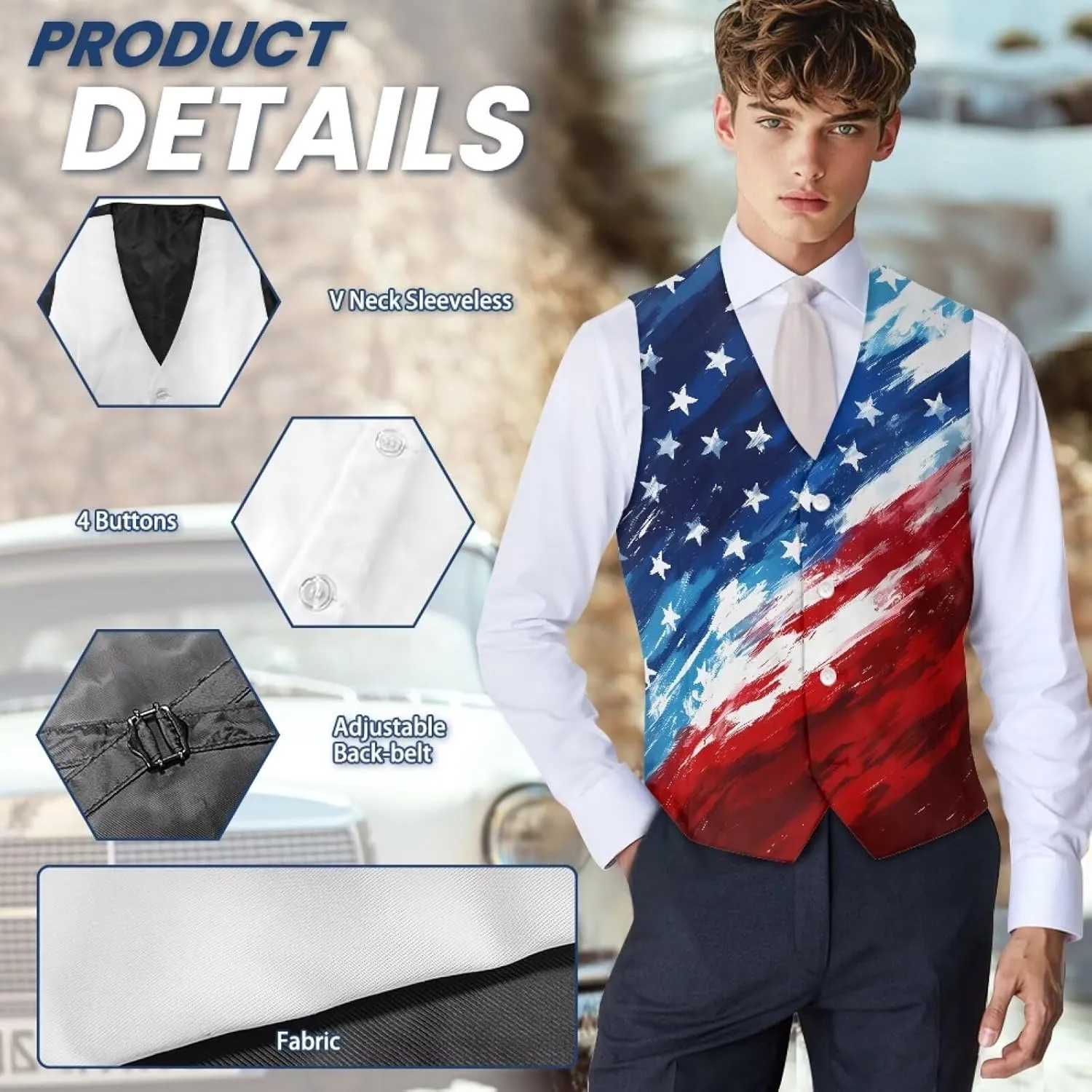 Men's Suit Vests Casual Formal Dress Vest Business Slim Fit Waistcoat Vest for Suits Tuxedo with Back Strap S-4XL