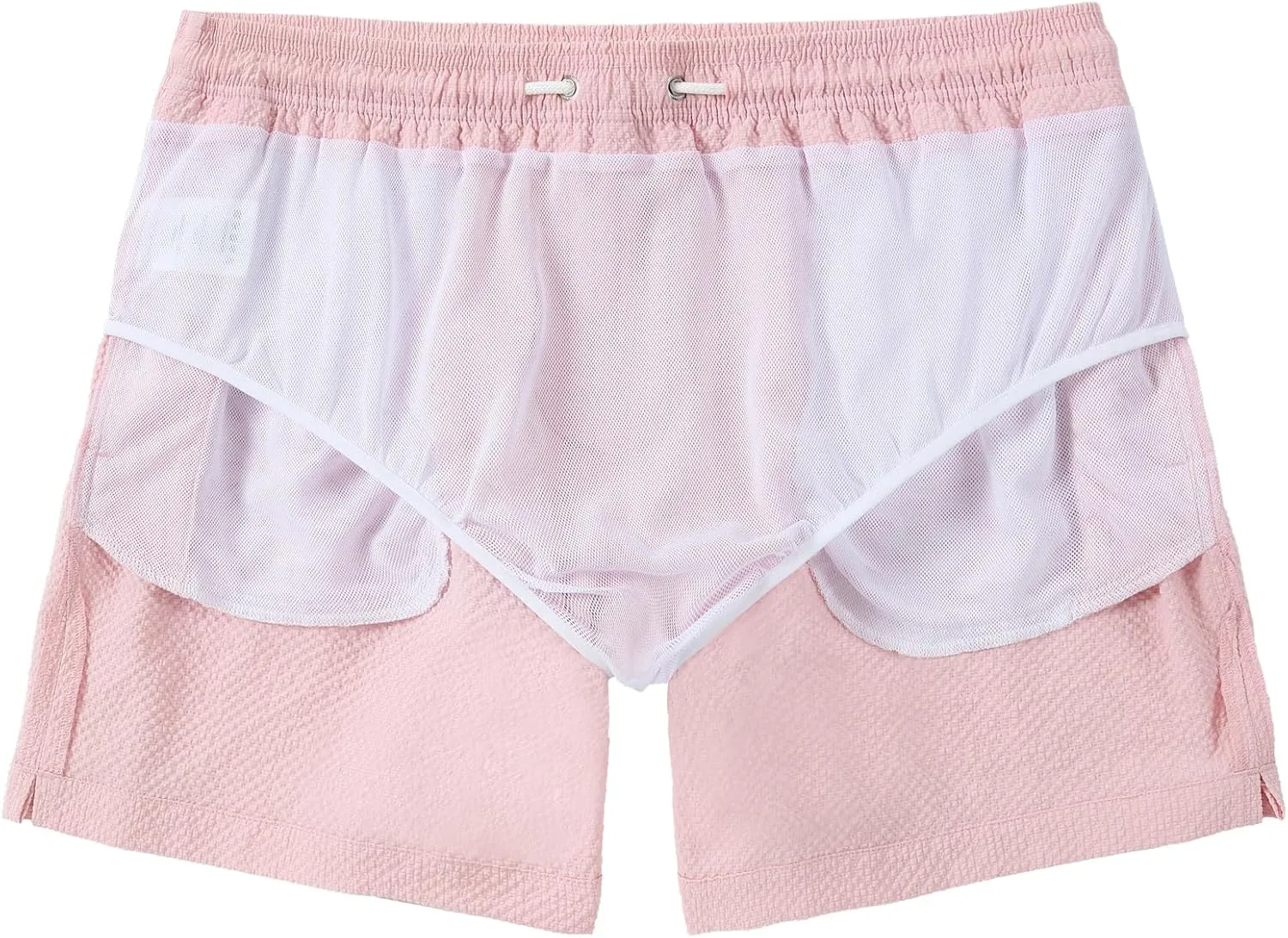 Men's Swim Shorts 5 inch Seersucker Swimming Trunks for Men Swim Suits Beach Shorts