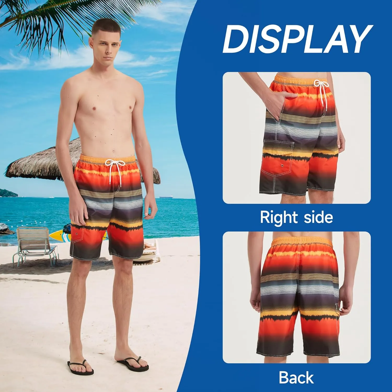 Mens Swim Trunks Swim Shorts Swimwear Swimsuit Beach Shorts Bathing Suits Quick Dry Waterproof