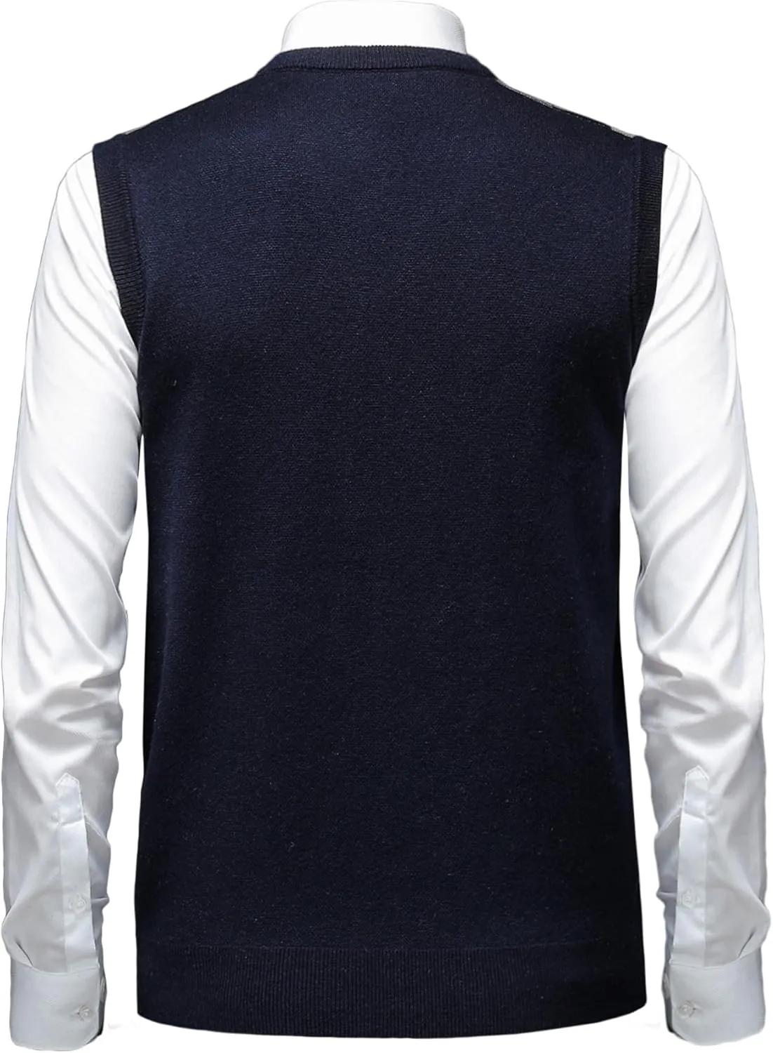 Mens Thick Argyle Sweater Vests Classic V-Neck Knitwear Sleeveless Pullover Autumn Winter Warm Tank Tops