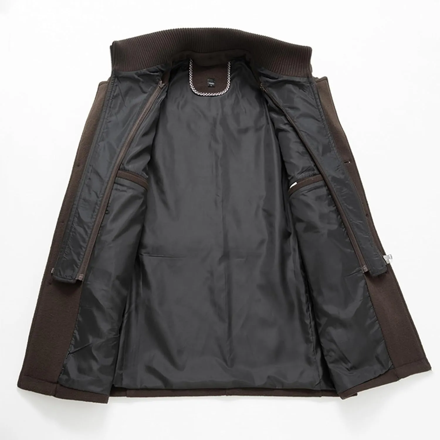 Mens Trench Coat Winter Wool Blend Jacket Overcoat Long Top Coat Warm Single Breasted Trench Jacket Woolen Pea Coat