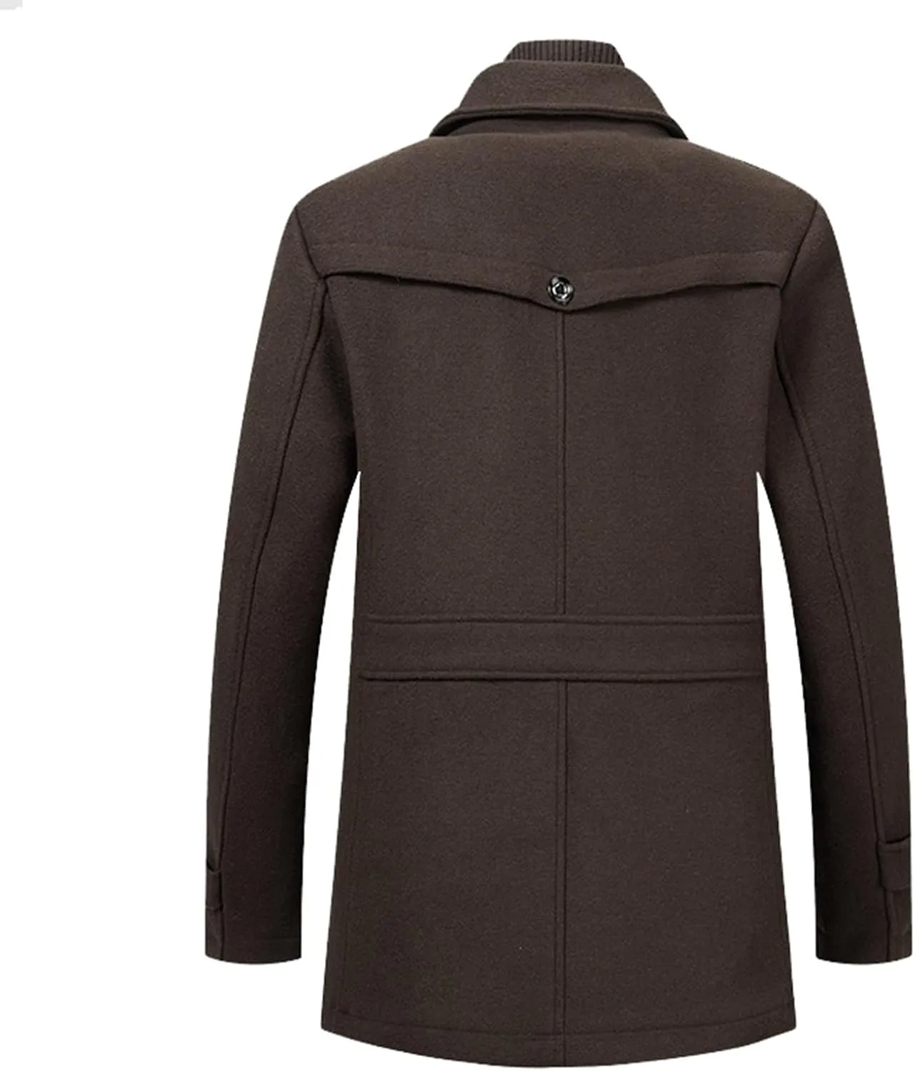 Mens Trench Coat Winter Wool Blend Jacket Overcoat Long Top Coat Warm Single Breasted Trench Jacket Woolen Pea Coat