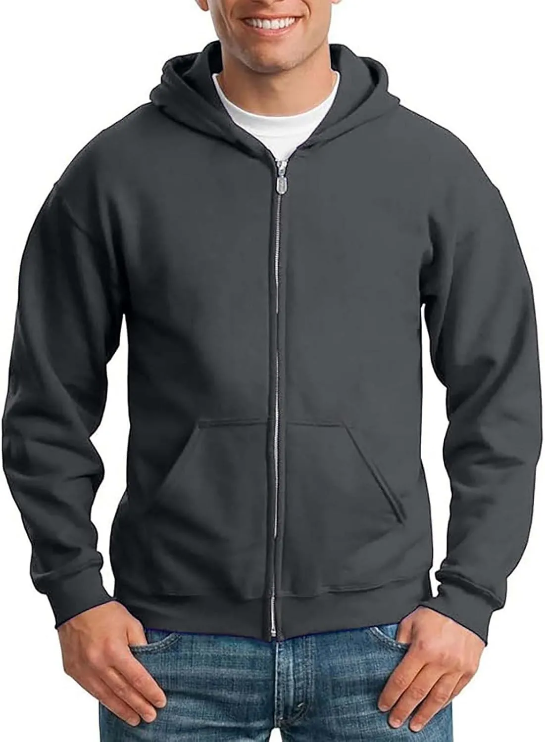 Mens Zip Up Hoodies Long Sleeve Solid Color Pullover Heavyweight Coat with Pockets Hooded 2024 Fall Fashion Clothes