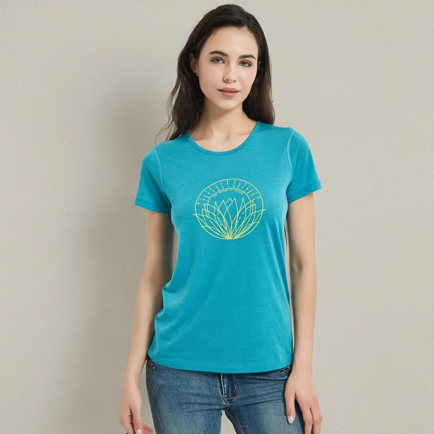 METARINO Merino Wool T-Shirt Women Short Sleeve Lightweight Crew Neck Base Layer Tee Shirt for Hiking,Sport