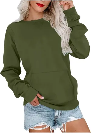 midelxp Crewneck Sweatshirts for Women Cute Long Sleeve Fleece Pullover Tops Casual Loose Fit Y2k Hoodie Fall Clothes 2024