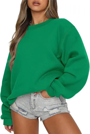 midelxp Oversized Crewneck Sweatshirt Women Loose Fit Long Sleeve Fleece Pullover Y2k Tops Fall Casual Preppy Clothes 2024