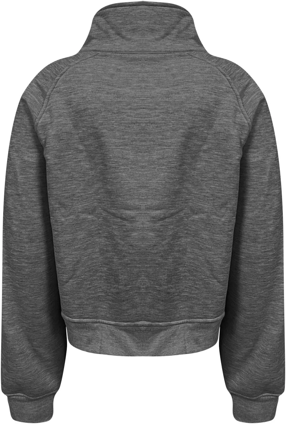 midelxp Womens Cropped Zip Up Hoodie Casual Fleece Stand Collar Sweatshirt Loose Quarter Zip Long Sleeve Pullover Sports Top