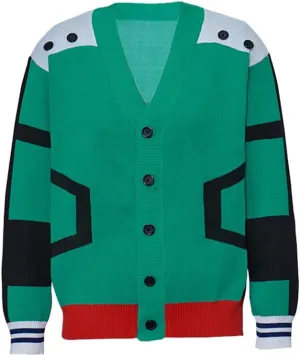 Midoriya Izuku Cardigan Knitted Sweater for My Hero Katsuki Cosplay Costume Jacket Sweater