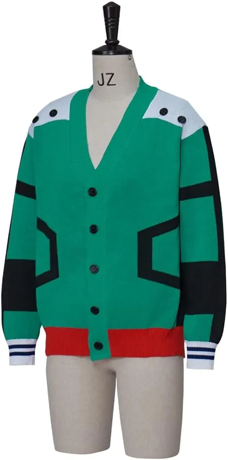 Midoriya Izuku Cardigan Knitted Sweater for My Hero Katsuki Cosplay Costume Jacket Sweater