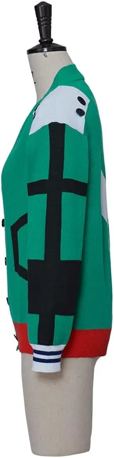 Midoriya Izuku Cardigan Knitted Sweater for My Hero Katsuki Cosplay Costume Jacket Sweater