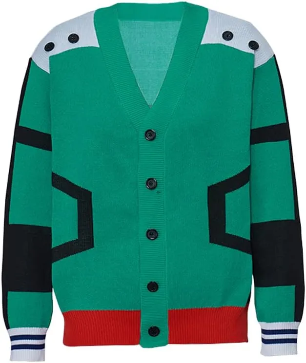 Midoriya Izuku Cardigan Knitted Sweater for My Hero Katsuki Cosplay Costume Jacket Sweater