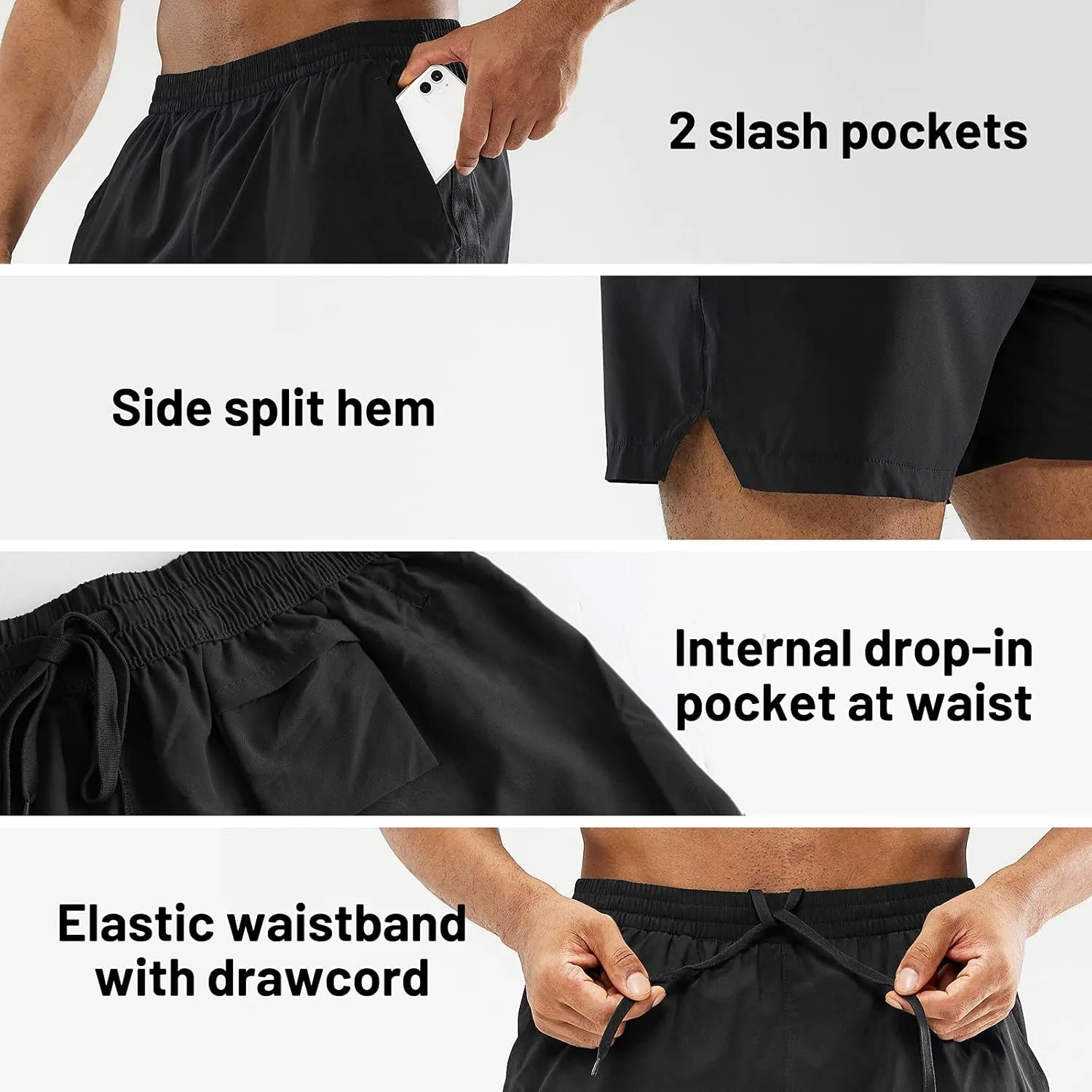 MIER Men's Workout Running Shorts Quick Dry Active 5 Inches Shorts with Pockets, Lightweight, Breathable
