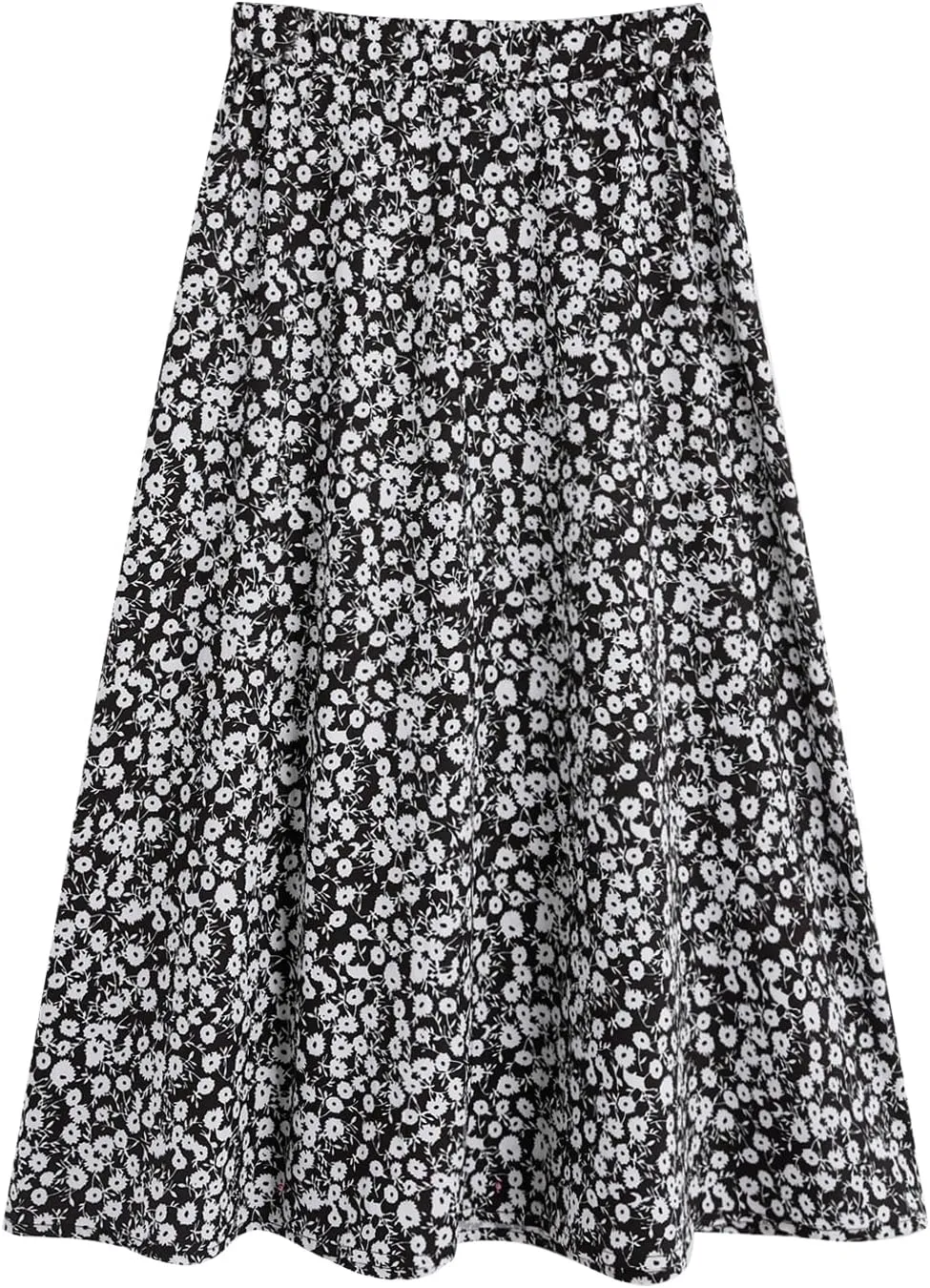 Milumia Girl's Cute Summer Boho Ditsy Floral High Waisted A Line Flare Midi Skirt Flowy Long Skirt