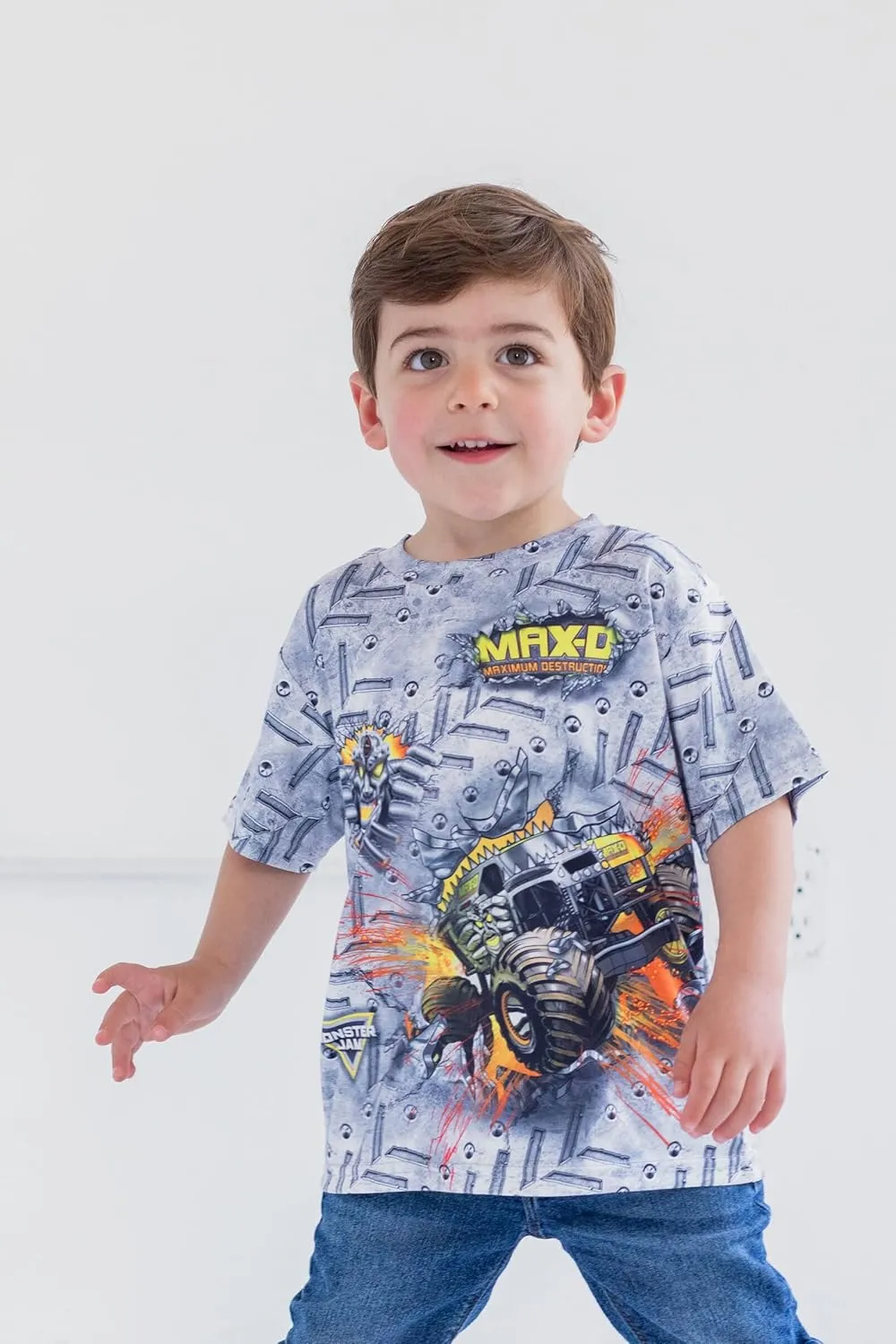 Monster Jam 3 Pack T-Shirts Toddler to Big Kid Grave Digger El Toro Loco Megalodon