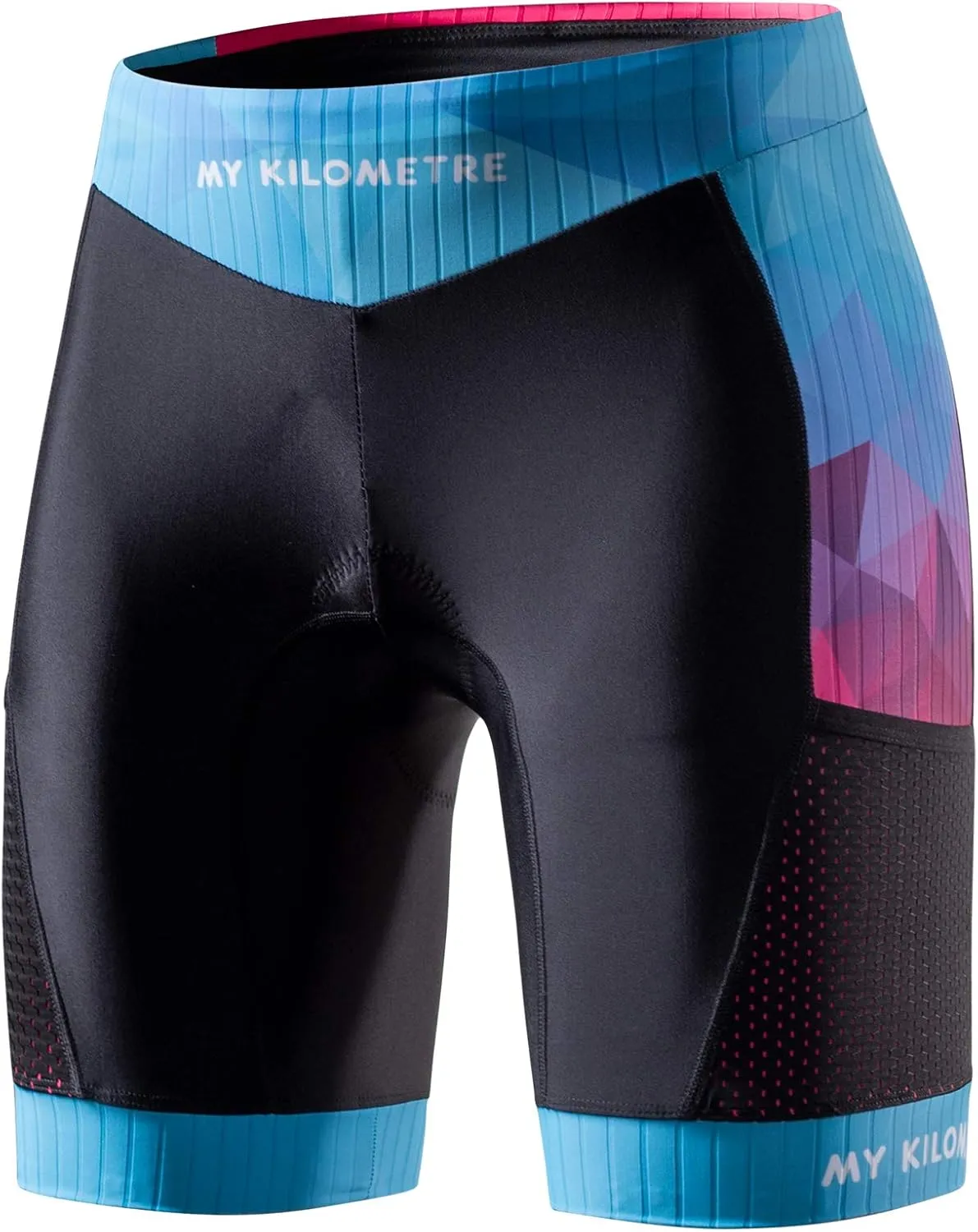 MY KILOMETRE Womens Triathlon Shorts 8 Inseam Tri Shorts with Side Pockets Adjustable Drawstring