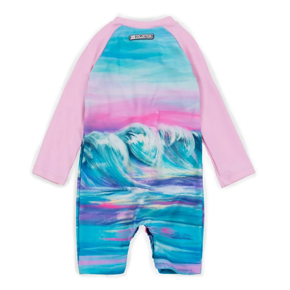 Nano One-Piece Rashguard Girls Long-Sleeve Swimsuit - Lilac (18-24 Months)
