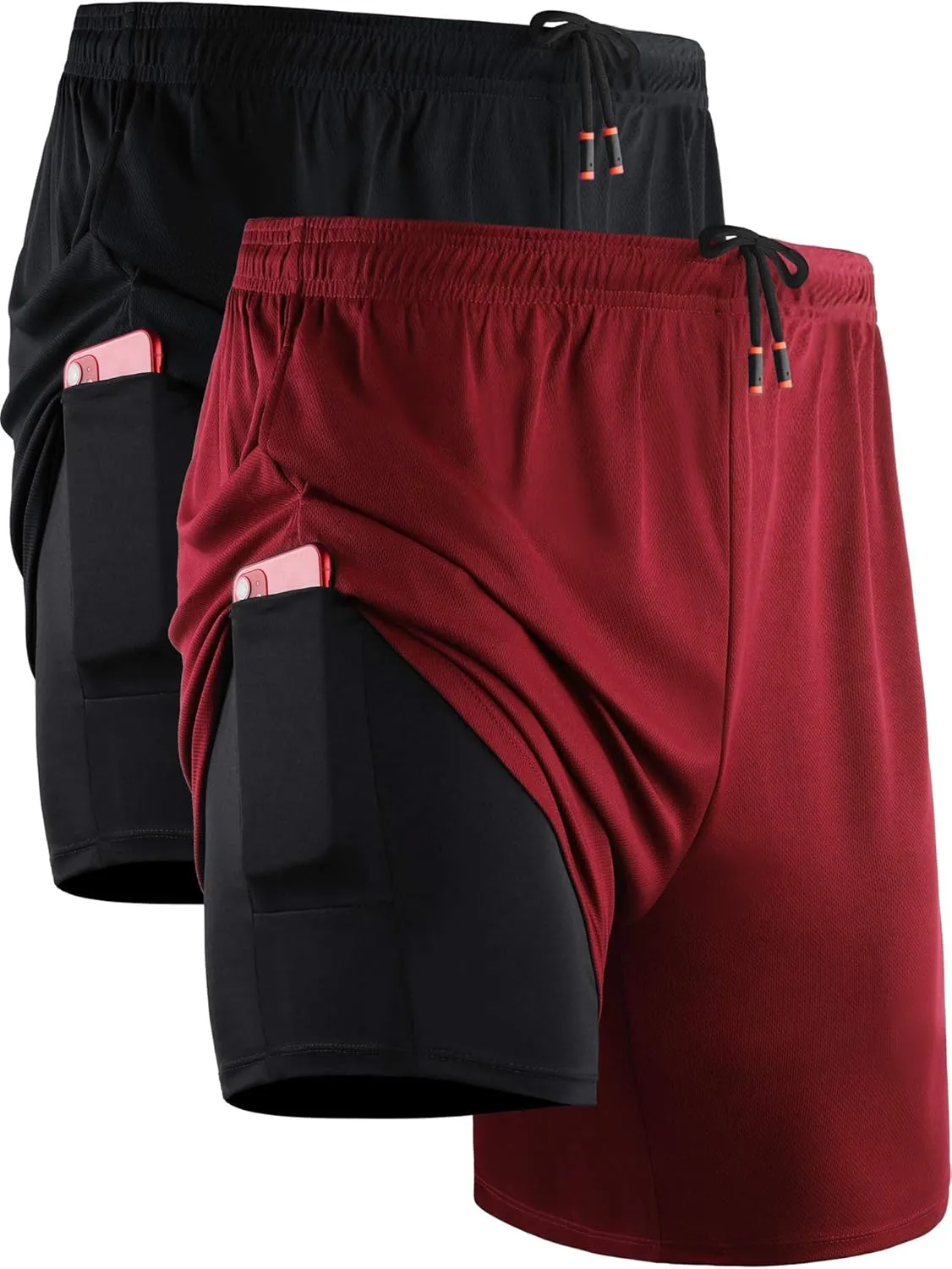NELEUS Men's 2 in 1 Running Shorts with Liner,Dry Fit Workout Shorts with Pockets