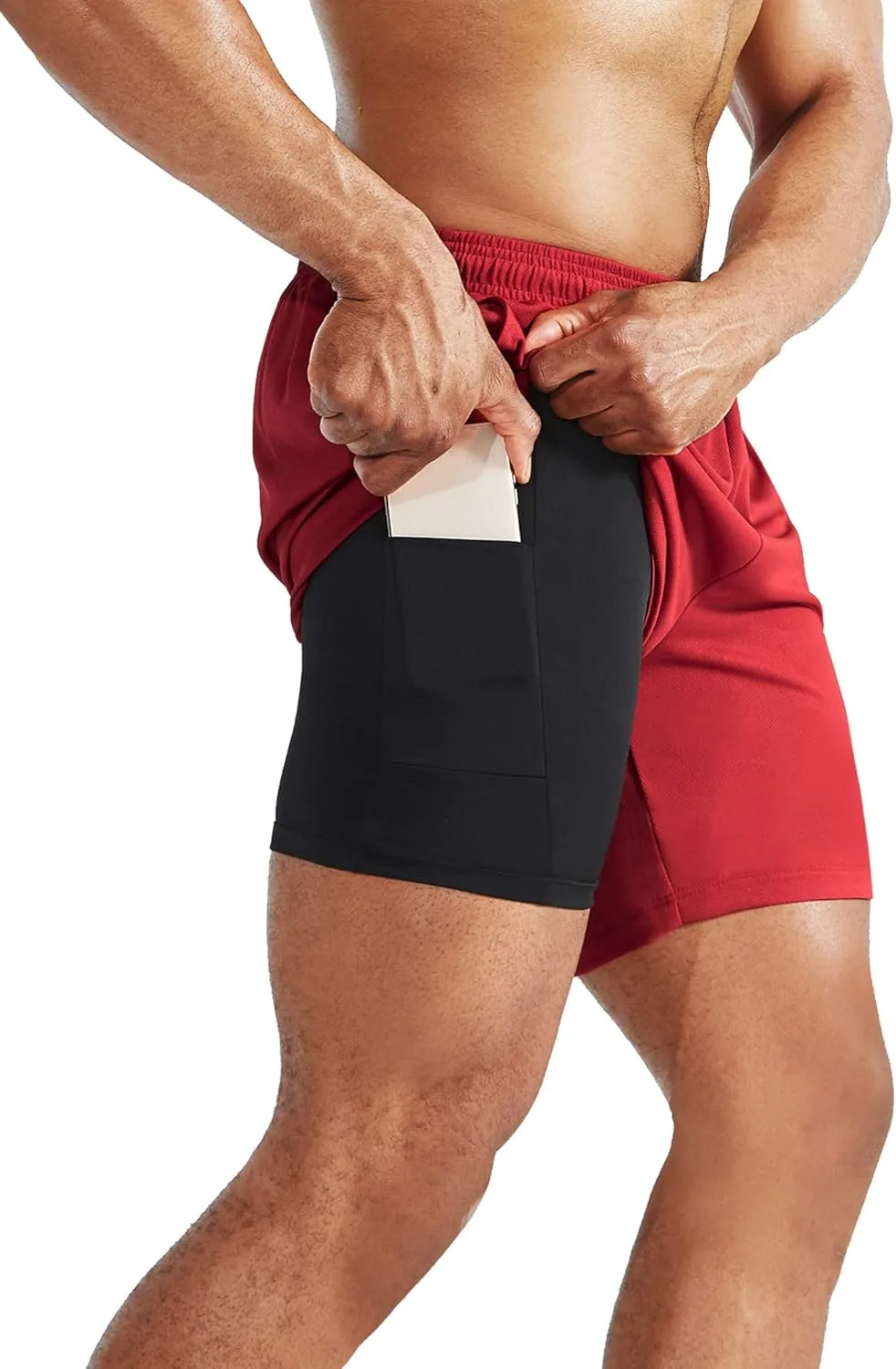 NELEUS Men's 2 in 1 Running Shorts with Liner,Dry Fit Workout Shorts with Pockets