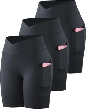 NELEUS Women's 3 Pack Biker Shorts High Waist Running Yoga Shorts with Pockets