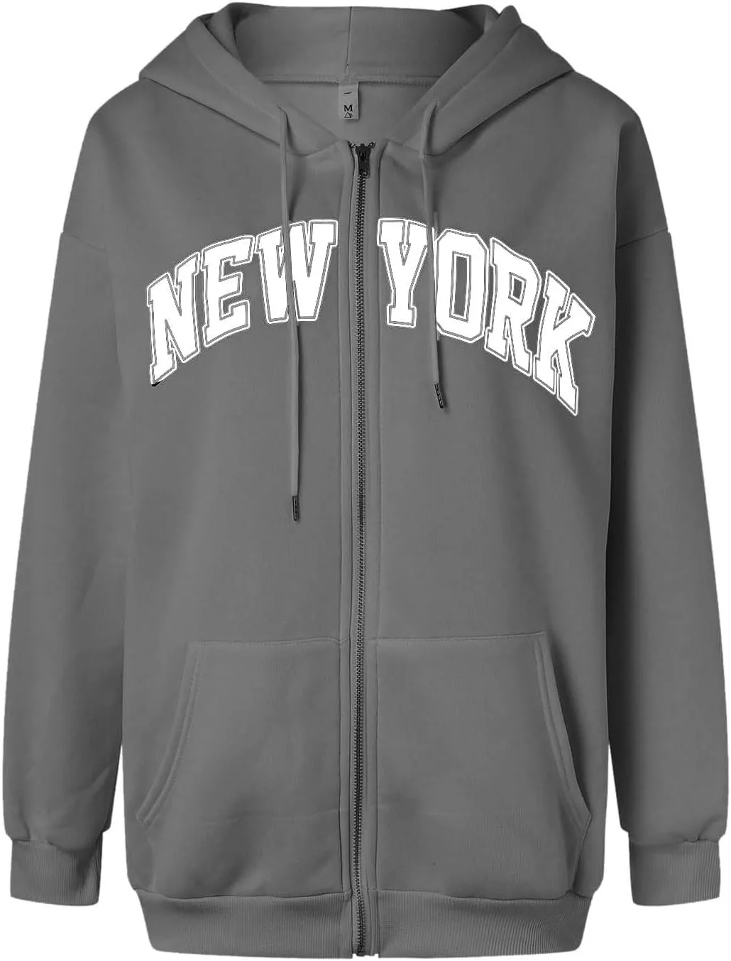 NEW YORK Letter Graphic Hoodies Sweatshirts for Women Zip Up Fall Drawstring Hoodie Jackets Y2K Clothes With Pockets