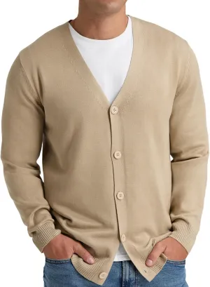 NITAGUT Mens Cardigan Sweater Vintage Striped V-Neck Long Sleeve Button Down Knitted Sweaters