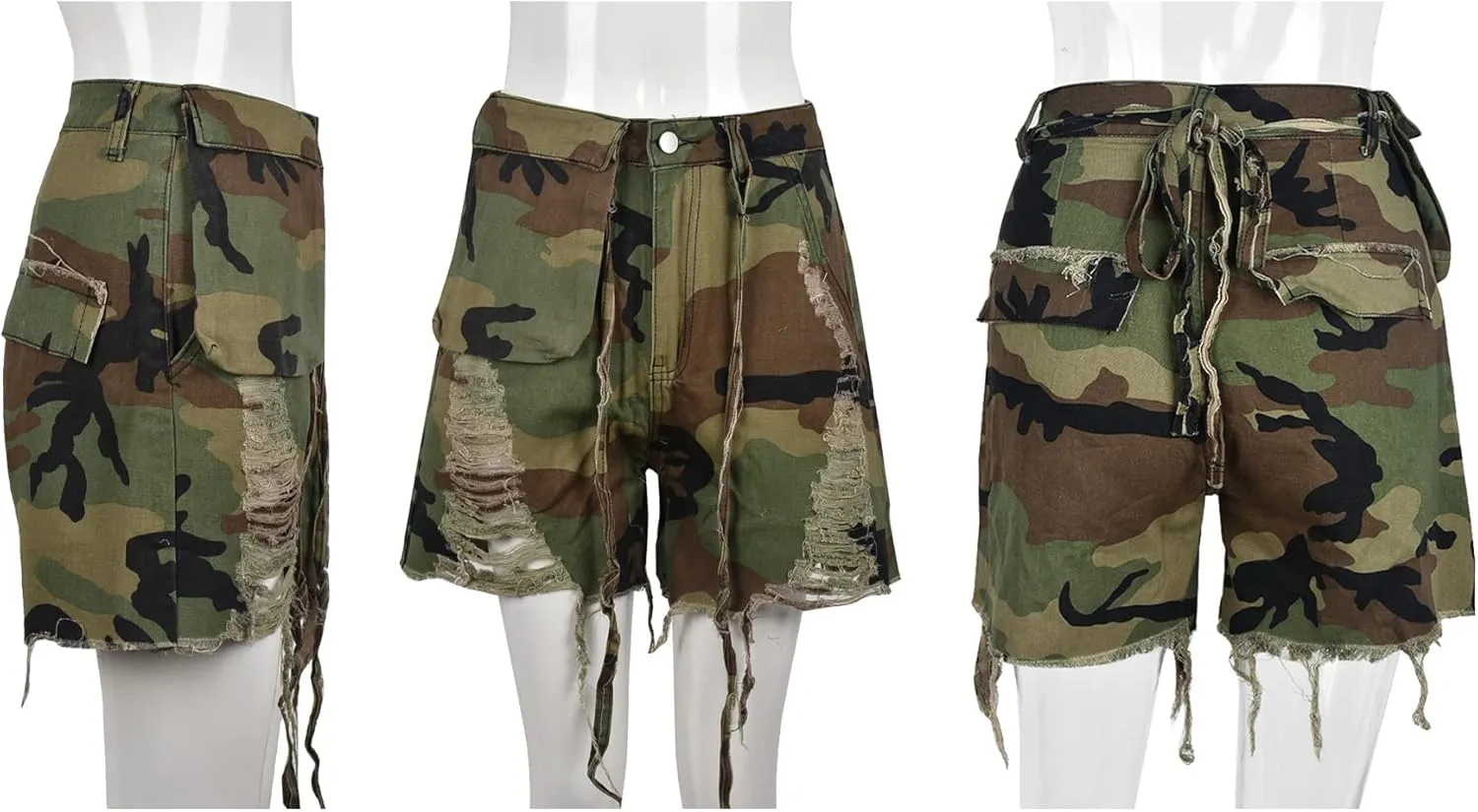 NRTHYE Womens High Waisted Camo Shorts Casual Trendy Short Pants Summer Shorts with Pockets