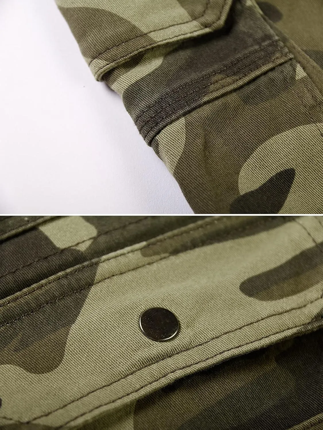 OCHENTA Women's Casual Multi-Pockets Bermuda Cargo Shorts Camo Knee Length Summer Hiking Shorts