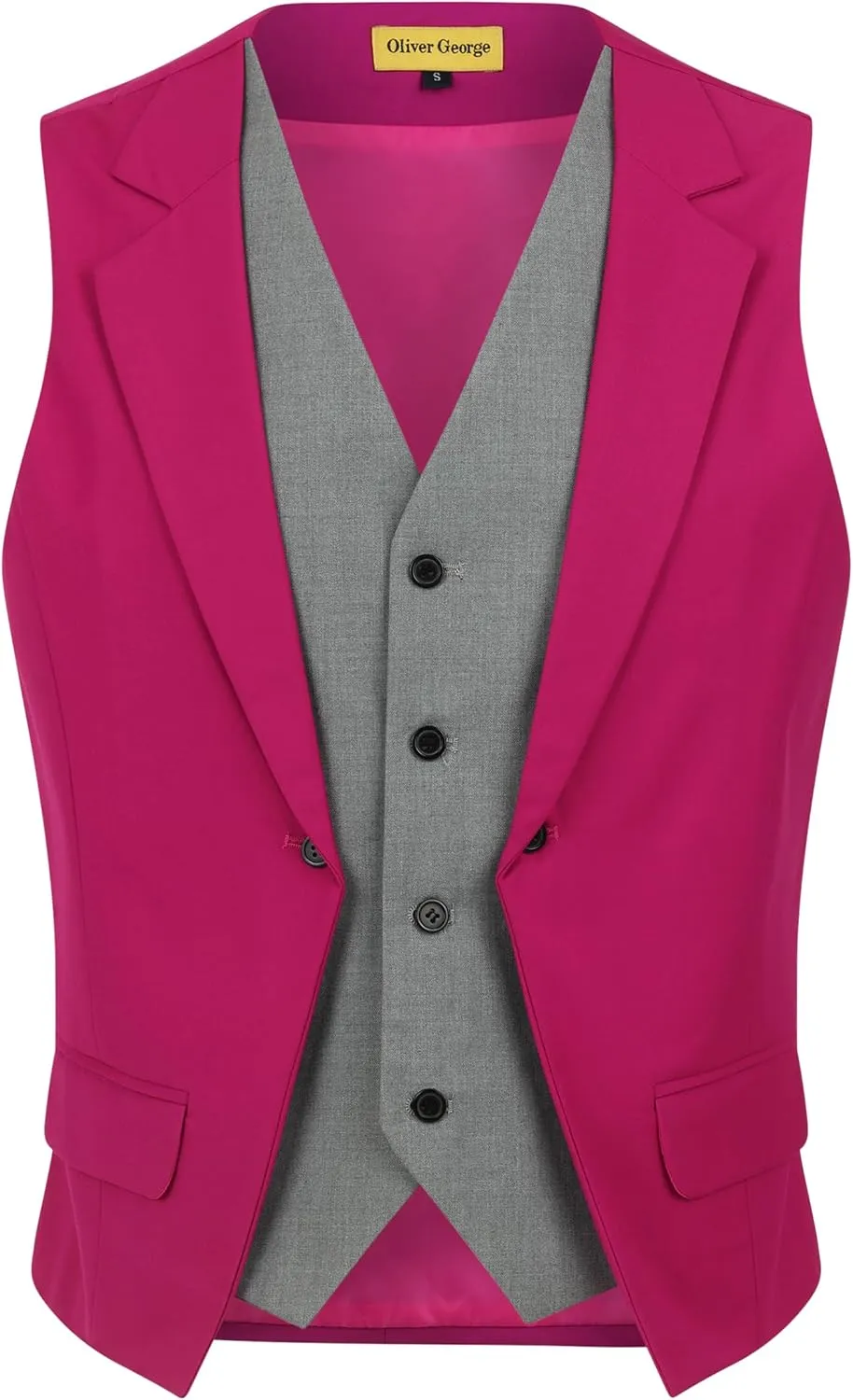 Oliver George Men's Layered Formal Solid Formal Tuxedo Dress Vest Waistcoat Business Vest for Suit or Tuxedo