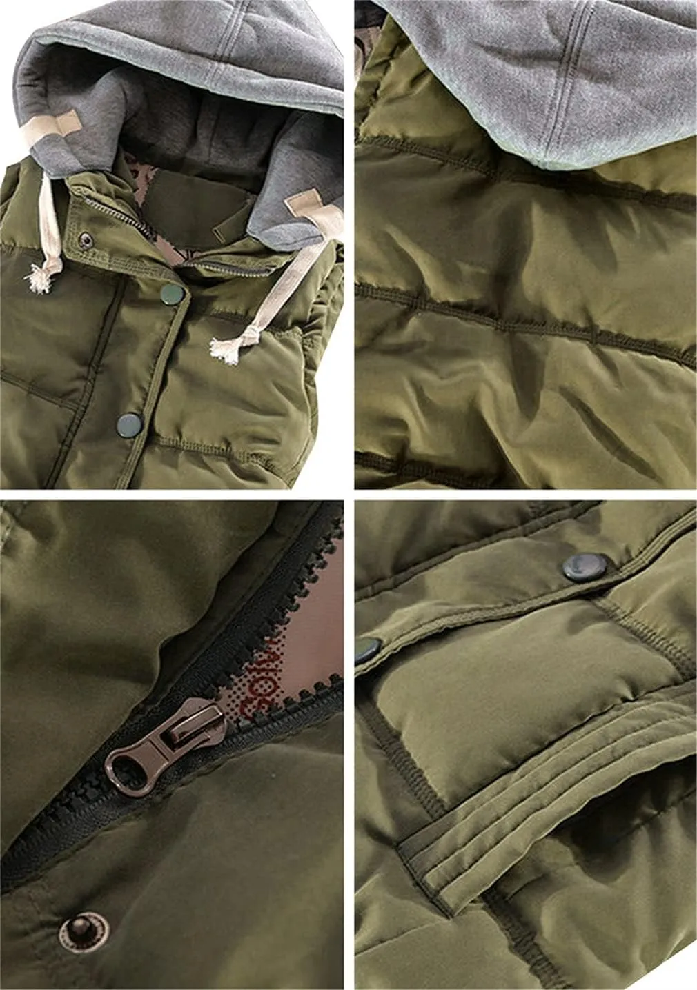 OMZIN Winter Hooded Vest Puffer Sleeveless Outwear Pockets Cotton Casual Vest
